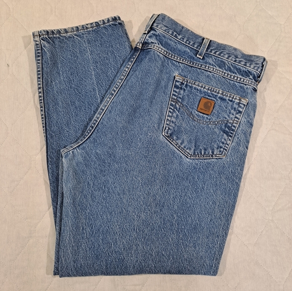 Carhartt Classic Jeans Slightly Distressed Men's 44x32 Blue Denim Straight 5-Pkt - Picture 1 of 11